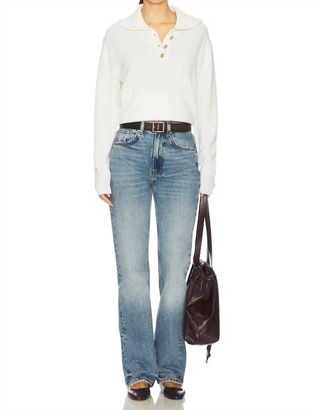 NEW ANINE BING katherine jeans in shadow blue
